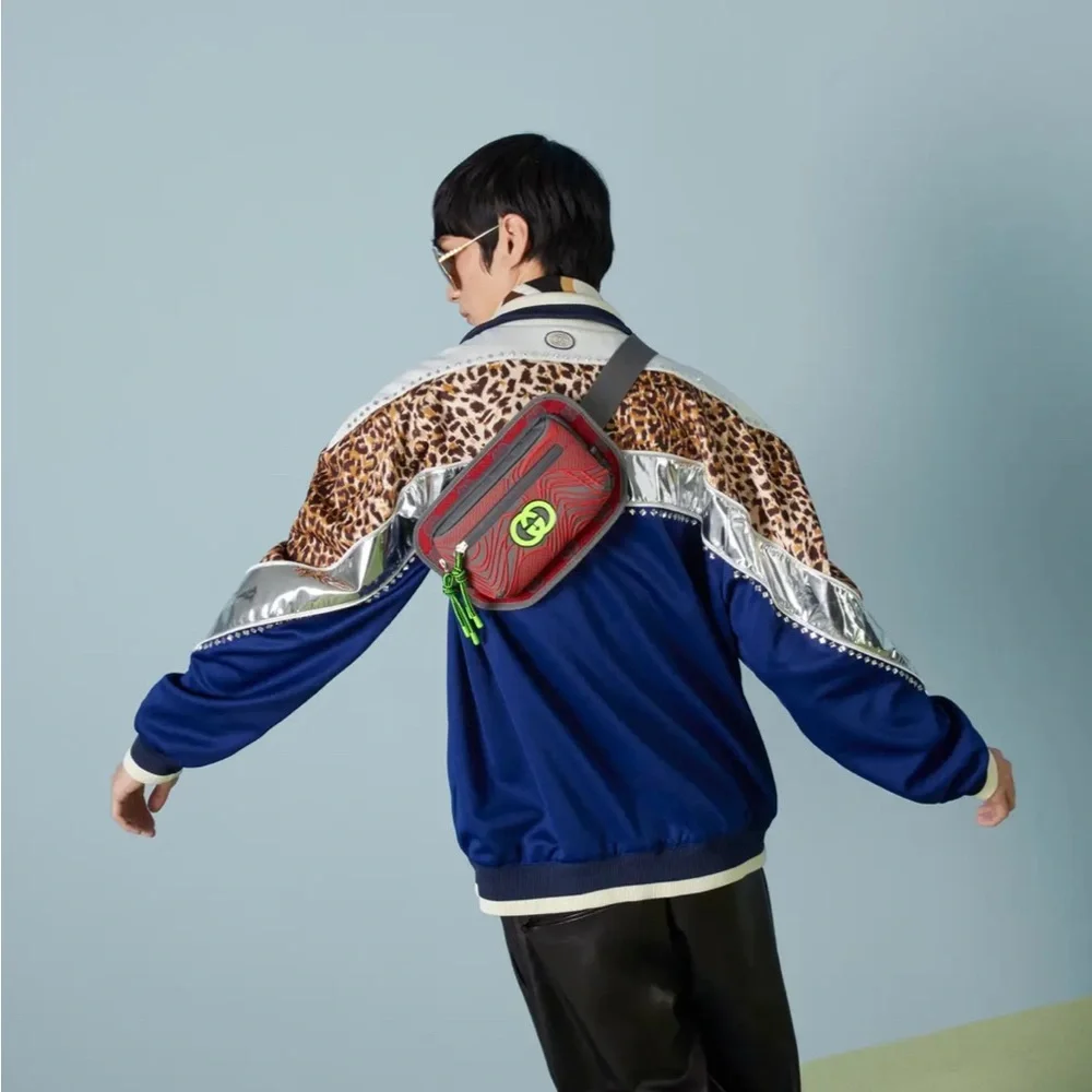 New Gucci Jersey GG Allov Pan Sport Belt bag, Red grey, size 100 - Picture 2 of 12